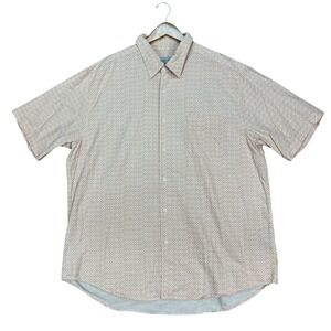 Quiksilver Edition Button Down Shirt Men 2XL Orange White Geometric Short Sleeve